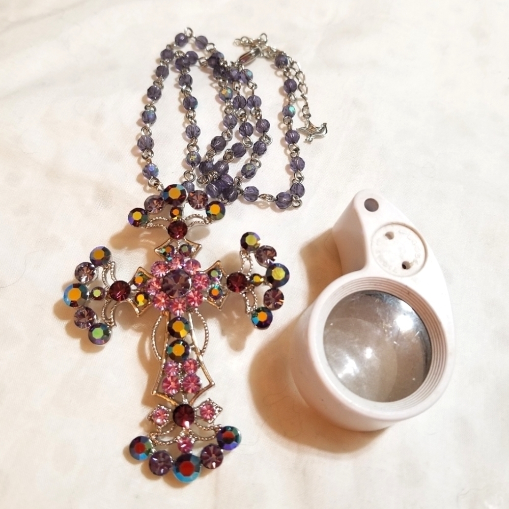 RETIRED Kirk's Folly Crystal Cross Necklace - Picture 5 of 7